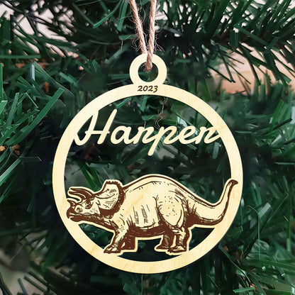 Triceratops Personalized Wood Ornament DS-001
