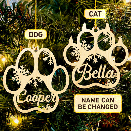 Dog And Cat Paw Shaped - Personalized Wooden Ornament DS-006