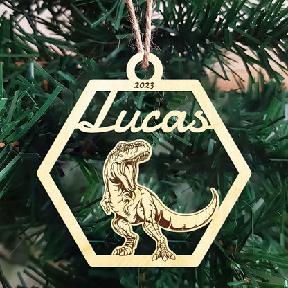 T-Rex Personalized Wood Ornament DS-001