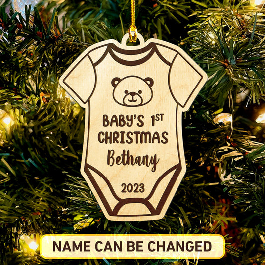 Baby's First Christmas - Personalized Memorial Wood Ornament DS-63