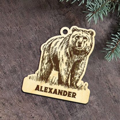 Bear Personalized Wood Ornament DS-15