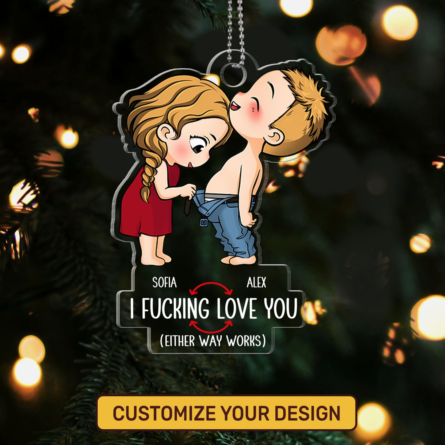 Funny Couple I Love You - Personalized 1-Side Acrylic Ornament DSACOLET1557L