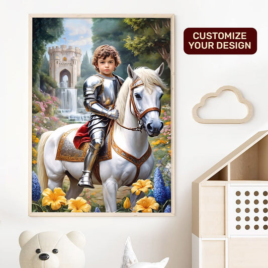 Little Knight Riding Horse - Personalized Poster DSPTDHA1300M