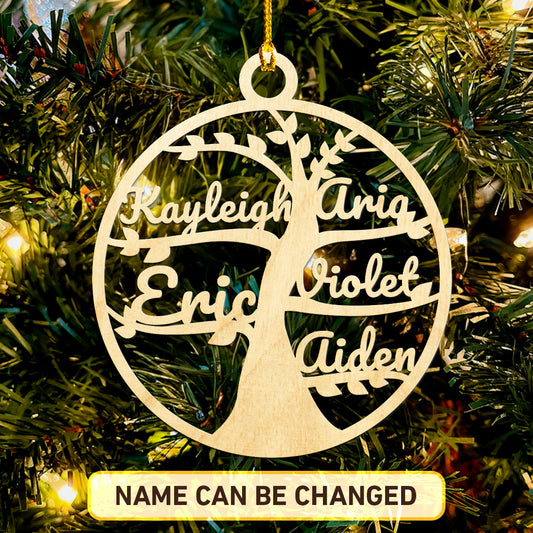 Family Name Tree Personalized Wood Ornament DS-61