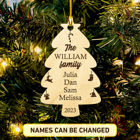 Family Tree - Personalized Christmas Wood Ornament DS-58