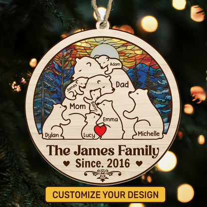 Bear Family - Personalized Suncatcher Ornament DSSUNOPTN1063L