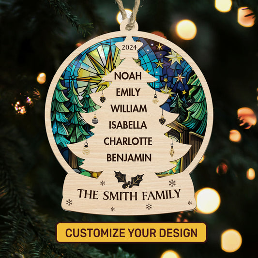 Christmas Family Tree - Personalized Suncatcher Ornament DSSUNOLHN1021L