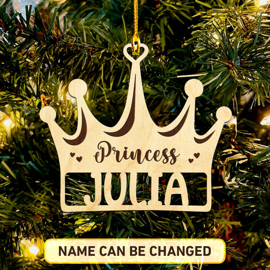 Princess Crown Personalized Wood Ornament DS-59