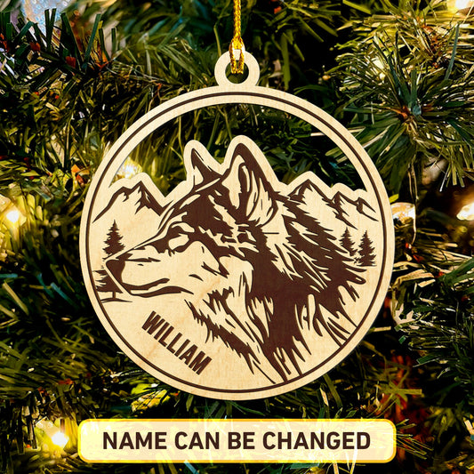 Wolf Personalized Wood Ornament DS-12