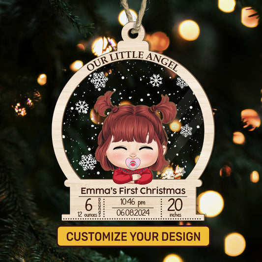 Baby Newborn First Christmas - Personalized Wood & Acrylic Ornament DSWAOLTN1609D