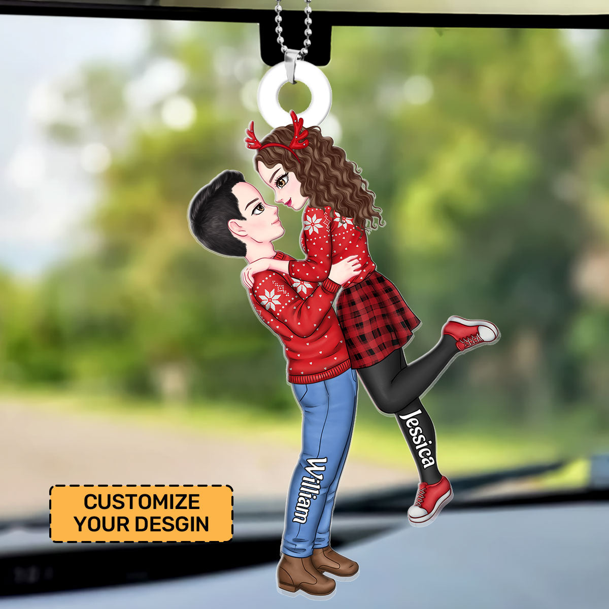 I Love You - Personalized Custom Car Ornament DSUPCHODM1483D