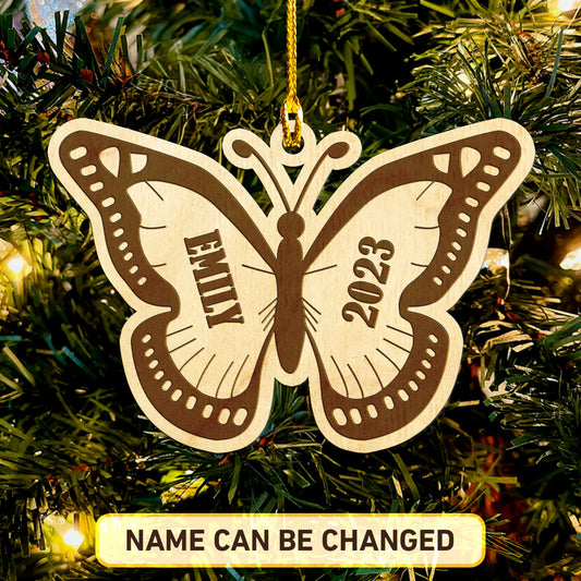 Butterfly Personalized Wood Ornament DS-11