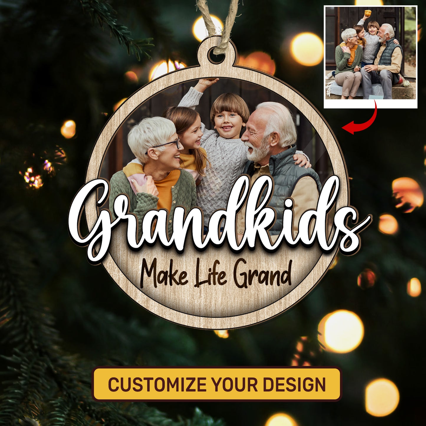 Grandkids Make Life More Grand - Personalized Wood & Acrylic Ornament DSWAOLETN1818L