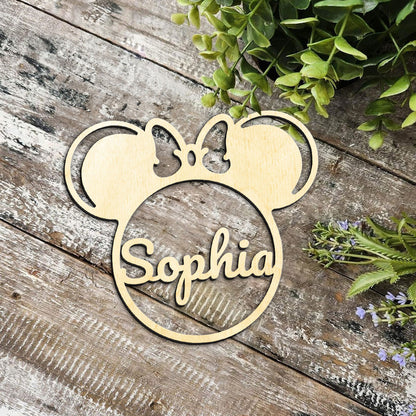 Minnie Personalized Wood Ornament DS-002