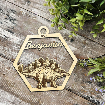 Stegosaurus Personalized Wood Ornament DS-001