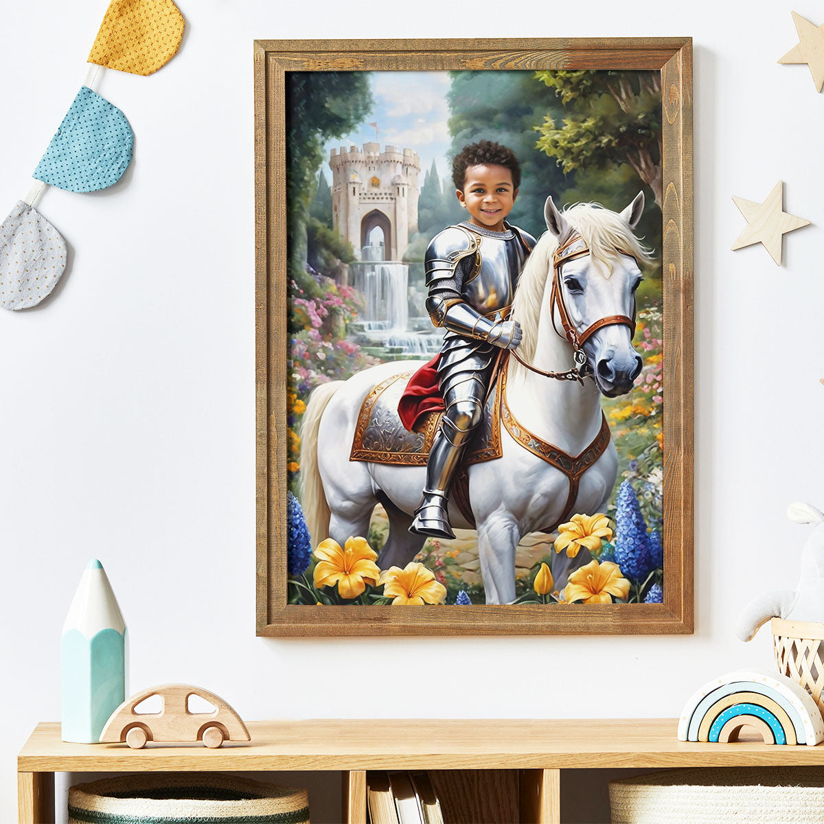 Little Knight Riding Horse - Personalized Poster DSPTDHA1300M