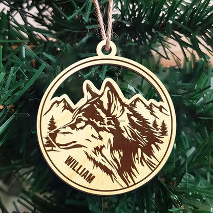 Wolf Personalized Wood Ornament DS-12