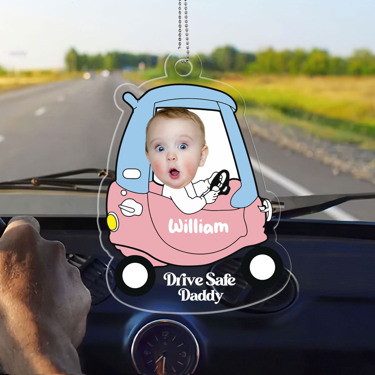 Drive Safe Daddy Mommy - Personalized Custom Car Ornament DSUPCHOHLPA2299L