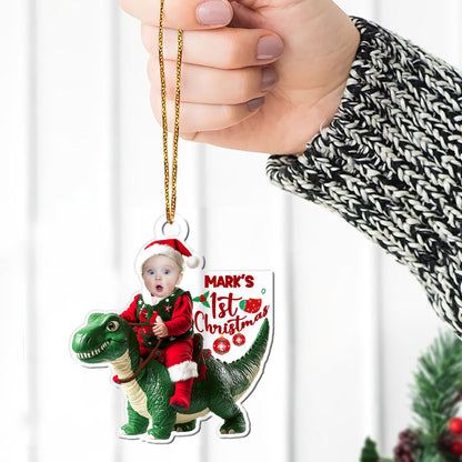 Santa Kid Riding Dinosaur - Personalized 1-Side Acrylic Ornament DSACOHLT1844TA