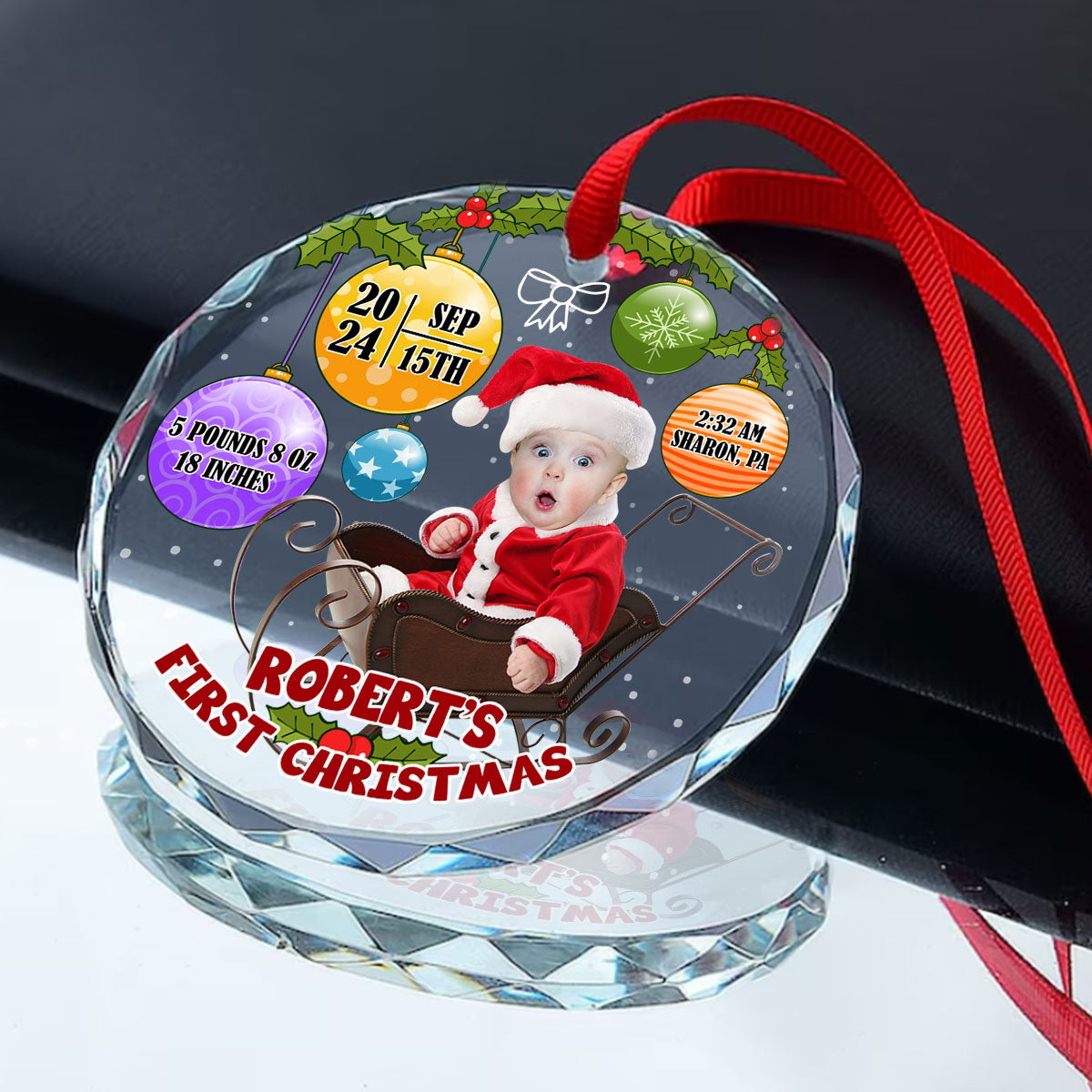 Baby First Christmas - Personalized Custom Glass Ornament DSURGOPHLT1693TA