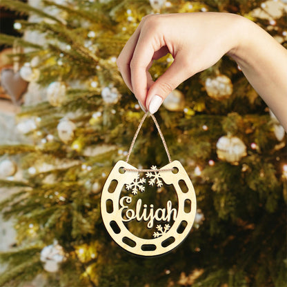 Horseshoe Personalized Wood Ornament DS-003