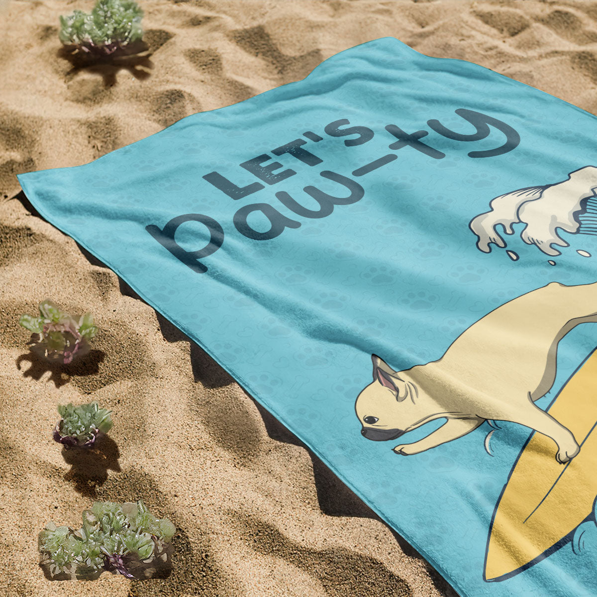 Let's Paw-ty - Personalized Beach Towel DSBTHN31
