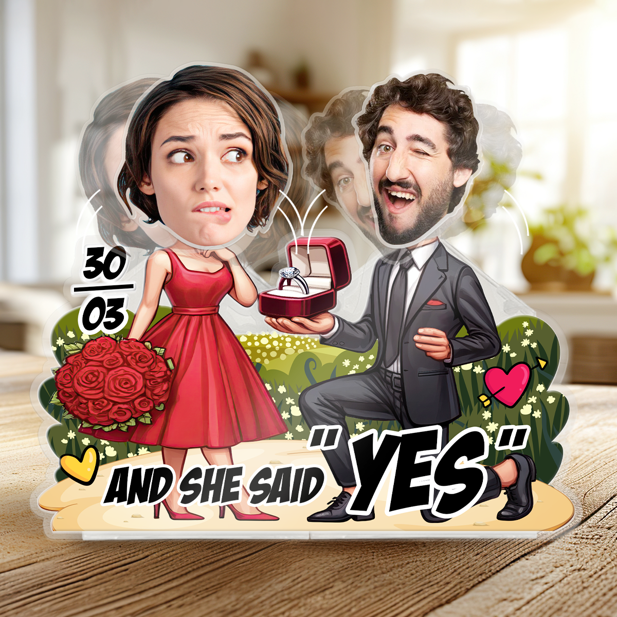 And She Said "Yes" - Propose Shaking Head Standee SHSHN03