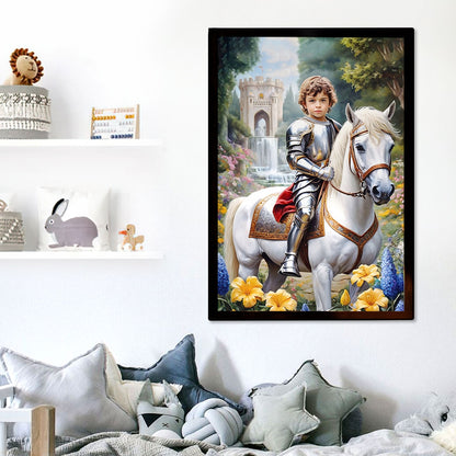 Little Knight Riding Horse - Personalized Poster DSPTDHA1300M