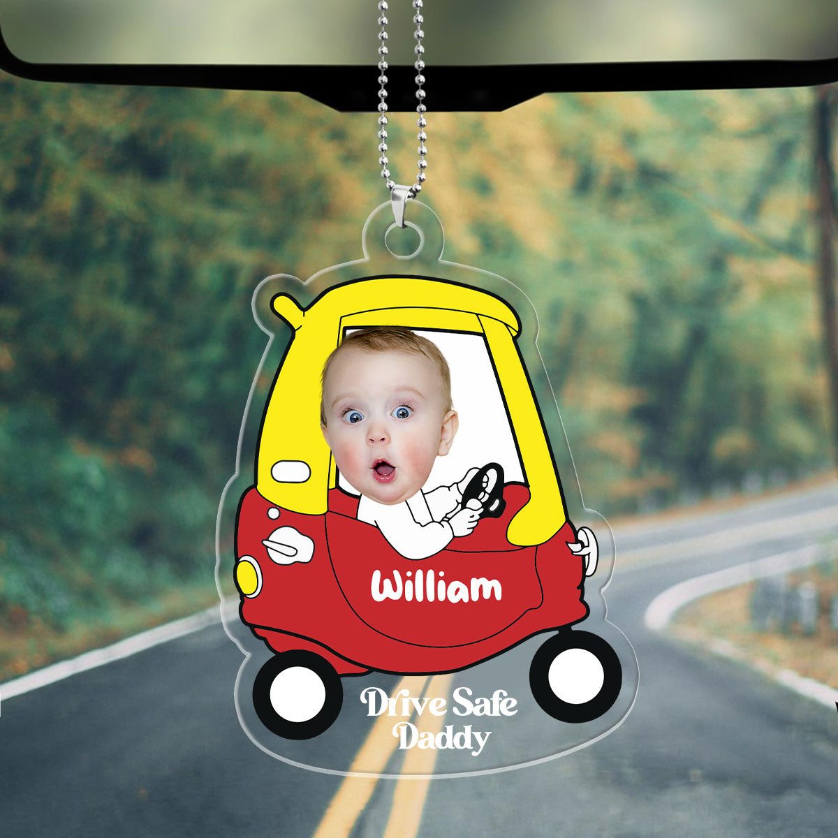 Drive Safe Daddy Mommy - Personalized Custom Car Ornament DSUPCHOHLPA2299L