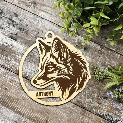Fox Personalized Wood Ornament DS-17