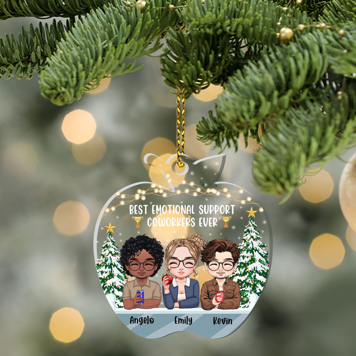 Teacher Colleagues Best Emotional Support Coworkers Ever - Personalized 1-Side Acrylic Ornament DSACOLM1768D