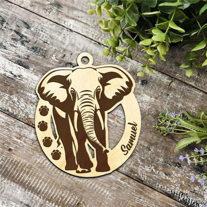 Elephant Personalized Wood Ornament DS-16