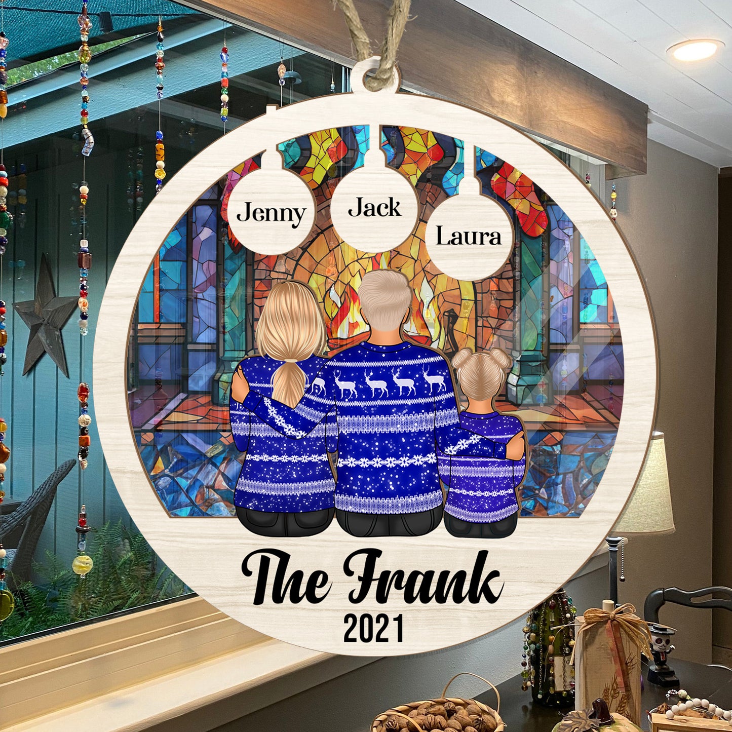 Family A Whole Lot Of Love - Personalized Suncatcher Ornament DSSUNOPTN1077D