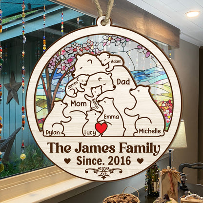 Bear Family - Personalized Suncatcher Ornament DSSUNOPTN1063L