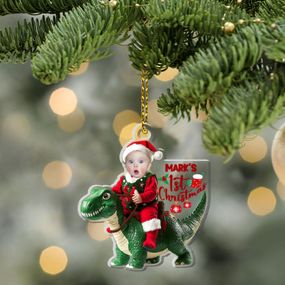 Santa Kid Riding Dinosaur - Personalized 1-Side Acrylic Ornament DSACOHLT1844TA