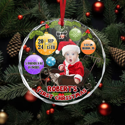 Baby First Christmas - Personalized Custom Glass Ornament DSURGOPHLT1693TA