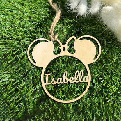 Minnie Personalized Wood Ornament DS-002