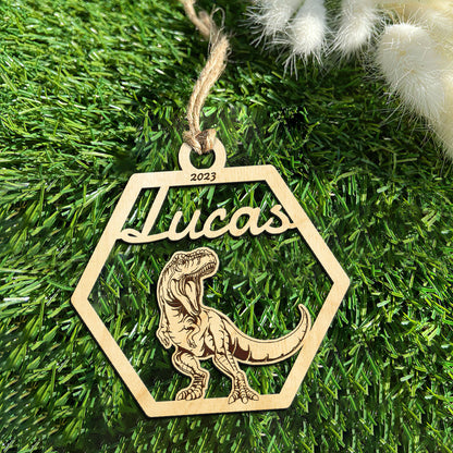 T-Rex Personalized Wood Ornament DS-001