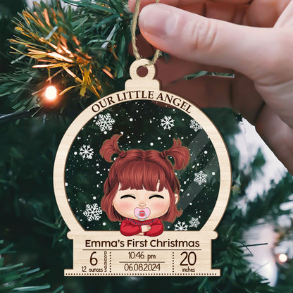 Baby Newborn First Christmas - Personalized Wood & Acrylic Ornament DSWAOLTN1609D