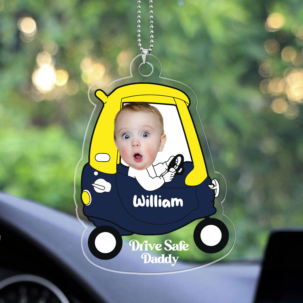 Drive Safe Daddy Mommy - Personalized Custom Car Ornament DSUPCHOHLPA2299L