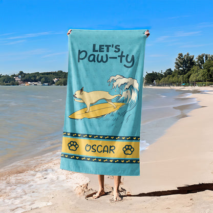 Let's Paw-ty - Personalized Beach Towel DSBTHN31