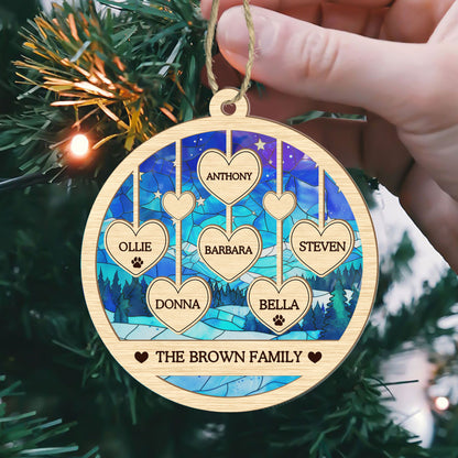 Family Paw And Heart  - Personalized Suncatcher Ornament DSSUNOLHN1058TA