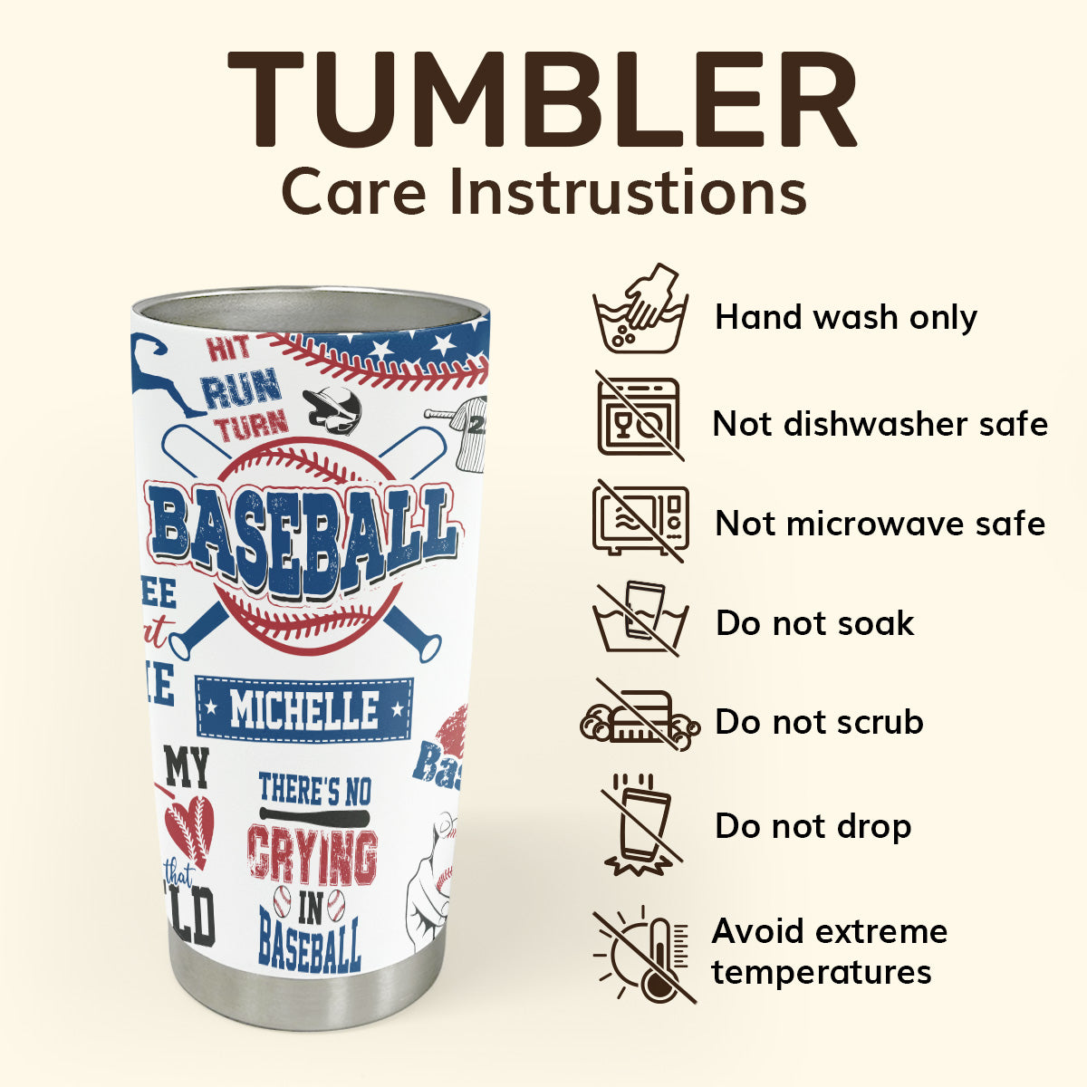 Swing For The Fences Baseball - Personalized Tumbler DSSSTTTN800T