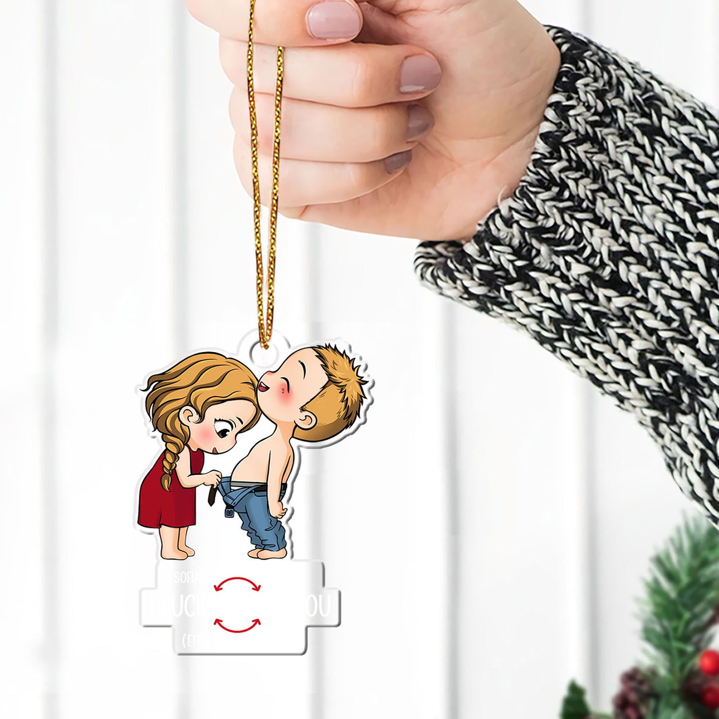 Funny Couple I Love You - Personalized 1-Side Acrylic Ornament DSACOLET1557L