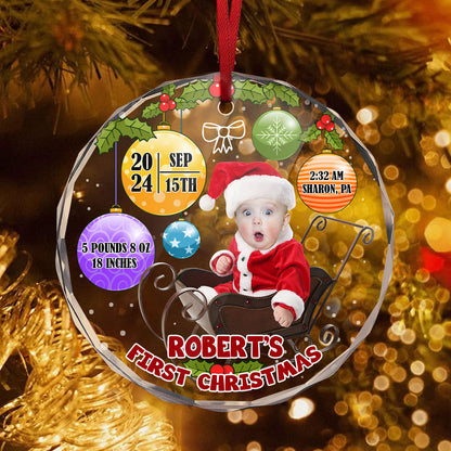 Baby First Christmas - Personalized Custom Glass Ornament DSURGOPHLT1693TA