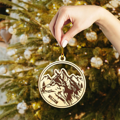 Wolf Personalized Wood Ornament DS-12