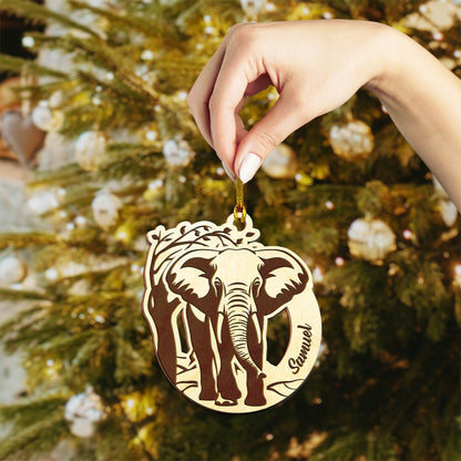 Elephant Personalized Wood Ornament DS-16A