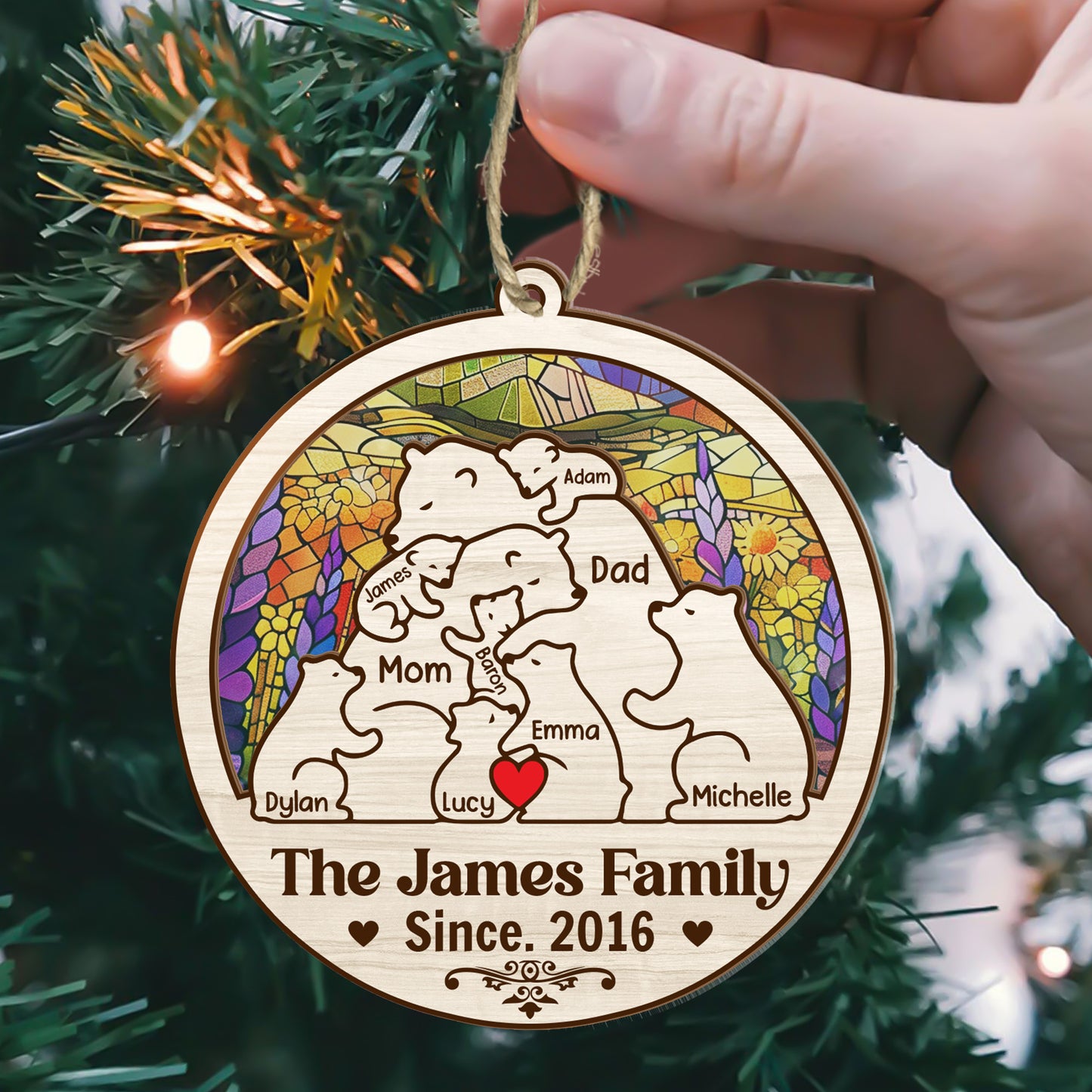 Bear Family - Personalized Suncatcher Ornament DSSUNOPTN1063L