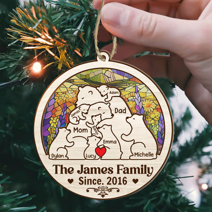 Bear Family - Personalized Suncatcher Ornament DSSUNOPTN1063L