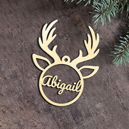 Deer Personalized Wood Ornament DS-002